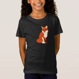 Niedlicher sitzender Mädchen-T - Shirt Fox