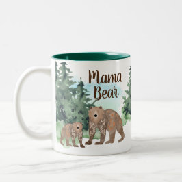 Niedlicher Skandinavier Waldwald Mama Bear Zweifarbige Tasse