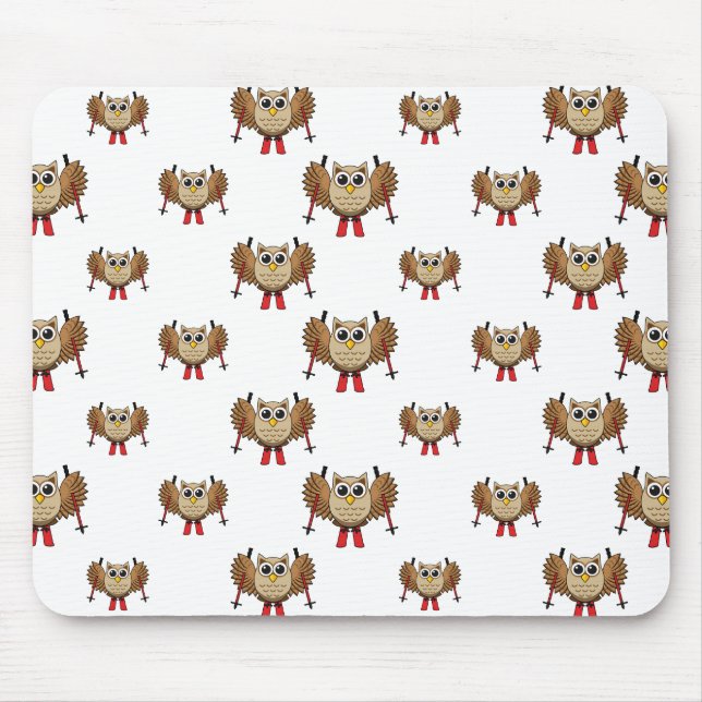 Niedlicher Skifahrer Cartoon Mousepad (Vorne)