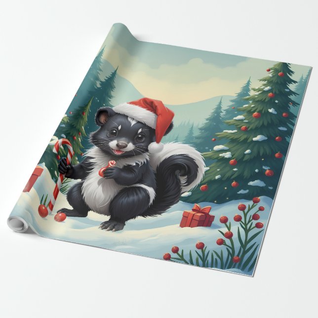 Niedlicher Skunk Cartoon Geschenkpapier (Ungerollt)