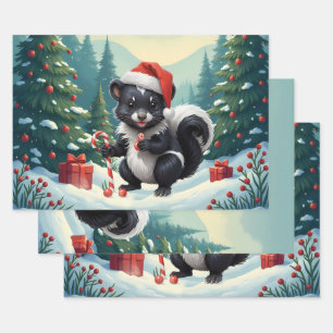 Niedlicher Skunk Cartoon Geschenkpapier Set