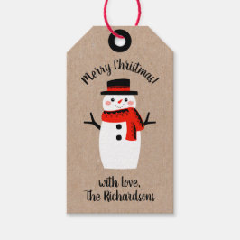 Niedlicher skurriler Schneemann Geschenkanhänger