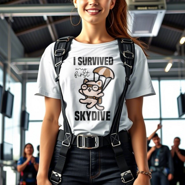 Niedlicher Skydiving Cat T-Shirt (Von Creator hochgeladen)