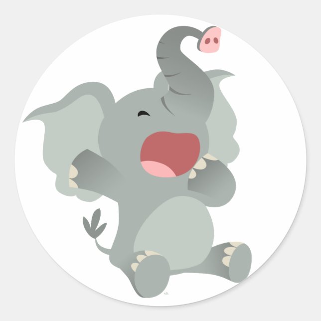 Niedlicher Sleepy-Cartoon Elephant Sticker (Vorderseite)
