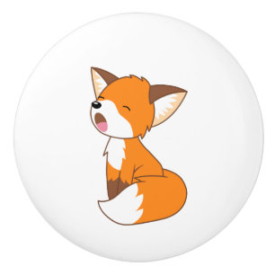 Niedlicher Sleepy Little Fox Keramikknauf