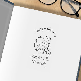 Niedlicher Sleepy Little Fox unter Umbrella Buchze Gummistempel