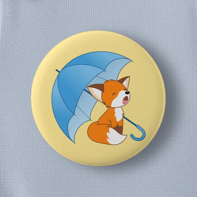 Niedlicher Sleepy Little Fox unter Umbrella Button (Von Creator hochgeladen)