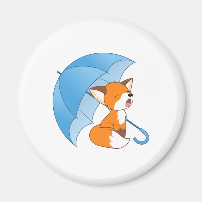 Niedlicher Sleepy Little Fox unter Umbrella Magnet (Vorne)