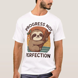 Niedlicher Slot "Progress Not Perfection" Grafikku T-Shirt