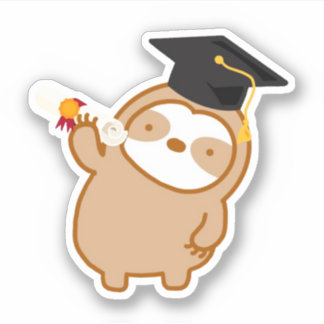 Niedlicher Sloth Abschluss Vinyl Sticker