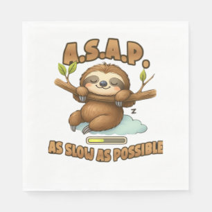 Niedlicher Sloth ASAP - so langsam wie möglich kla Serviette