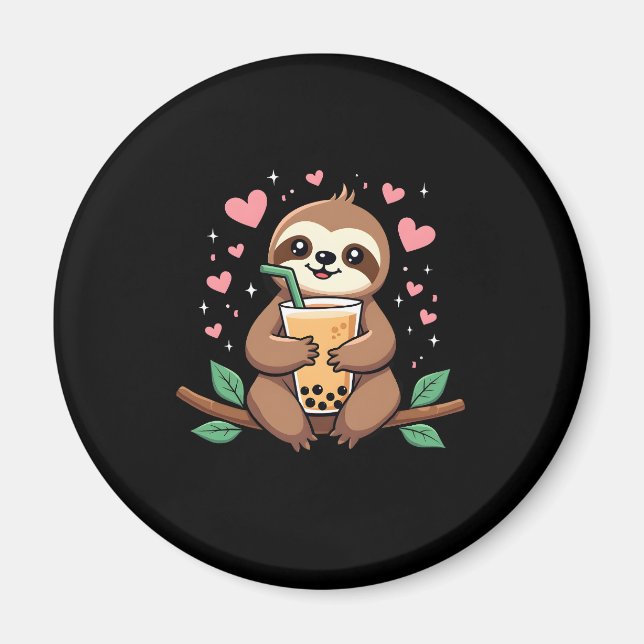 Niedlicher Sloth Boba Bubble Milk Teatro Sociale B Magnet (Vorne)