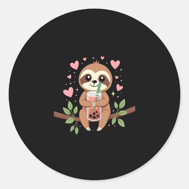 Niedlicher Sloth Boba Bubble Milk Teatro Sociale B Runder Aufkleber (Vorderseite)