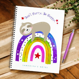 Niedlicher Sloth Boho Regenbogen Beeilen Sie sich  Notizbuch