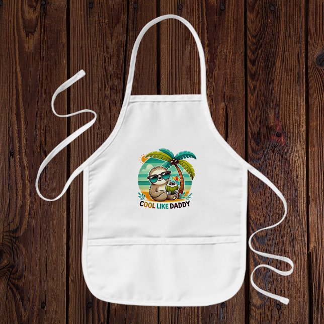 Niedlicher Sloth Cool wie Daddy unter Palm Tree Kinderschürze (Von Creator hochgeladen)