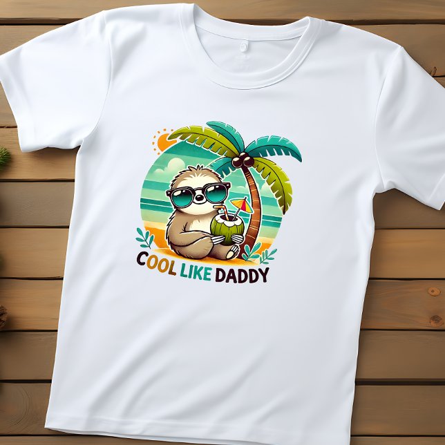 Niedlicher Sloth Cool wie Daddy unter Palm Tree Kleinkind T-shirt (Von Creator hochgeladen)