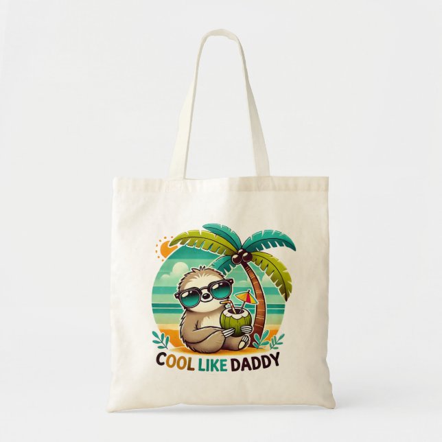 Niedlicher Sloth Cool wie Daddy unter Palm Tree Tragetasche (Vorne)