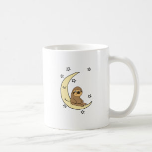 Niedlicher Sloth, der auf dem Mond Cartoon sitzt Tasse