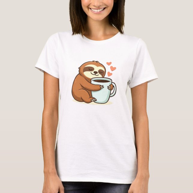Niedlicher Sloth, der Big Coffee Cup Premium-T - S T-Shirt (Vorderseite)