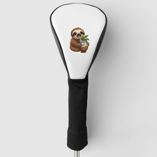 Niedlicher Sloth Drink Yerba Mate - Adorable Kawai Golf Headcover (Vorderseite)