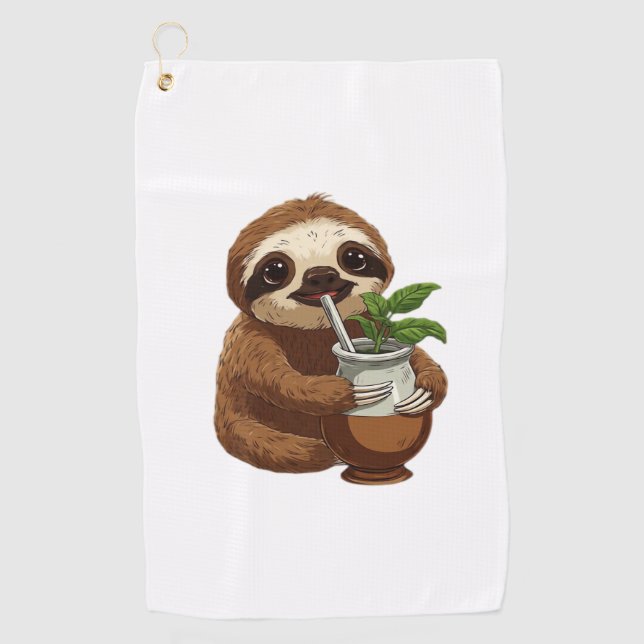 Niedlicher Sloth Drink Yerba Mate - Adorable Kawai Golfhandtuch (Vorderseite)