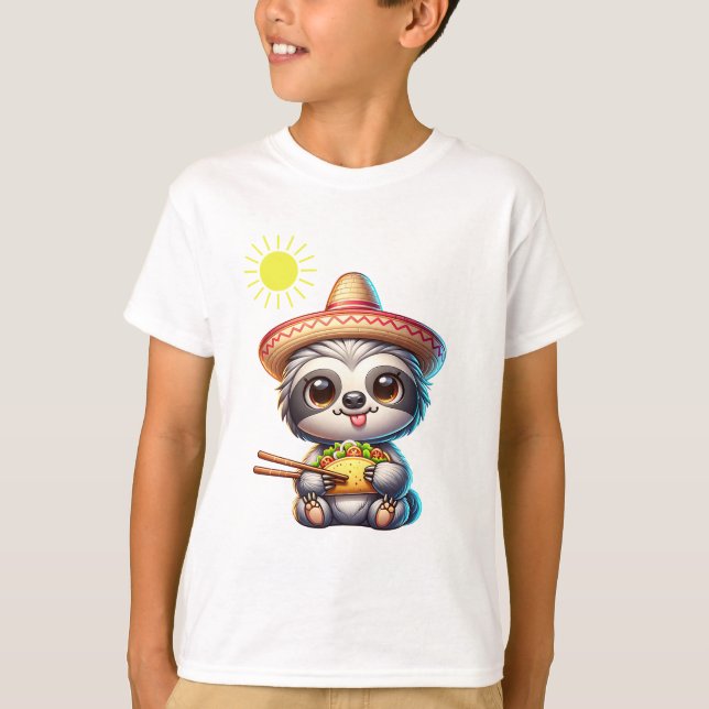 Niedlicher Sloth frisst Taco T-Shirt (Vorderseite)