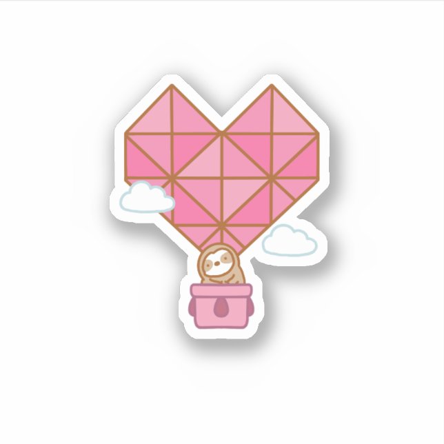 Niedlicher Sloth Heart Hot Air Ballon Vinyl Sticke Aufkleber (Vorderseite)