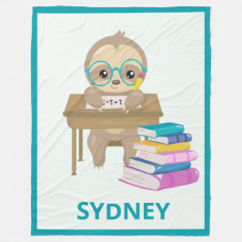 Niedlicher Sloth in der Schule Personalisiert Fleecedecke