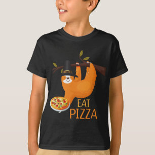 Niedlicher Sloth isst Pizza Erwachsener Vegane Kin T-Shirt