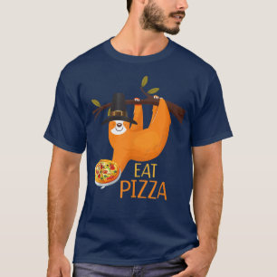 Niedlicher Sloth isst Pizza Erwachsener Vegane Kin T-Shirt