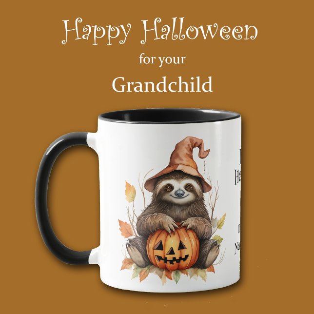 Niedlicher Sloth Jack o' Lantern Kids Halloween Tasse (Von Creator hochgeladen)