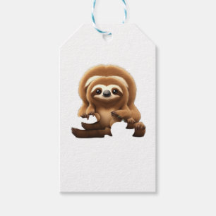 Niedlicher Sloth mit Pumpkin Halloween Cartoon Vec Geschenkanhänger