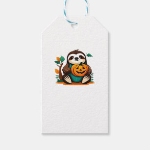 Niedlicher Sloth mit Pumpkin Halloween Cartoon Vec Geschenkanhänger