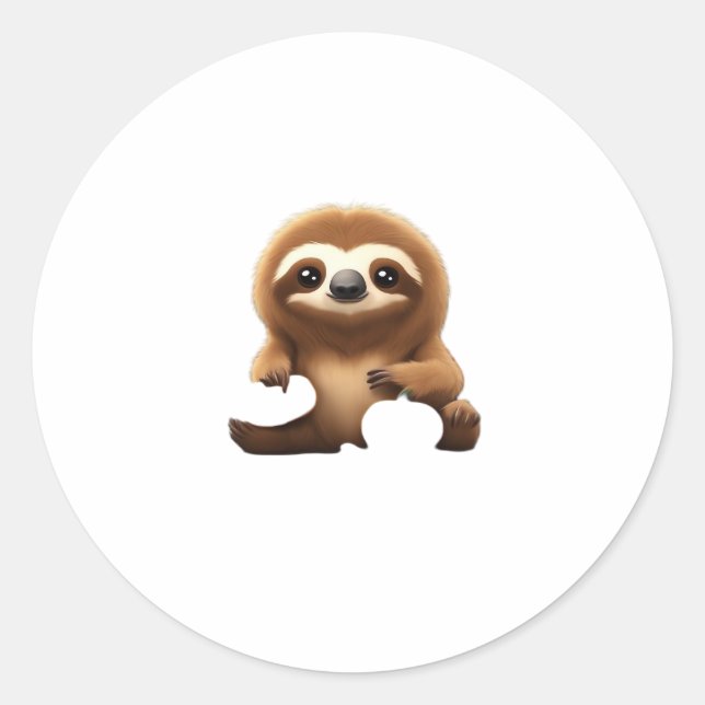 Niedlicher Sloth mit Pumpkin Halloween Cartoon Vec Runder Aufkleber (Vorderseite)