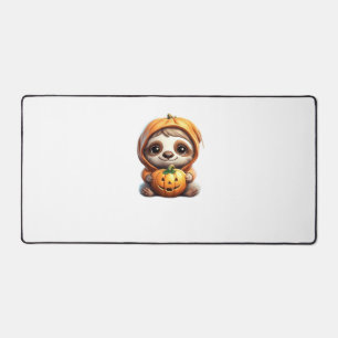 Niedlicher Sloth mit Pumpkin Halloween Cartoon Vec Schreibtischunterlage