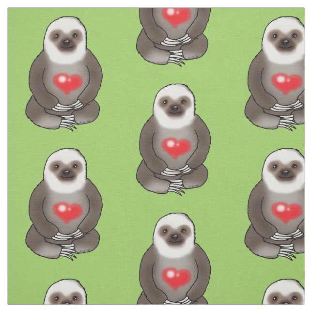 niedlicher Sloth mit rotem Herzen Stoff (Muster)