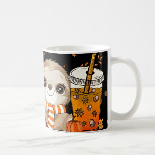 Niedlicher Sloth Pumpkin Gewürzkaffee Latte Herbst Kaffeetasse