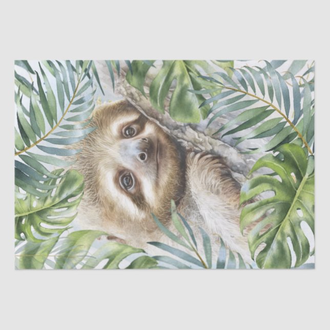 Niedlicher Sloth Tropical Dschungel Seidenpapier (Vorderseite)