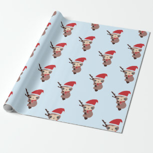 Niedlicher Sloth Weihnachtsurlaub Winter Kawaii Geschenkpapier