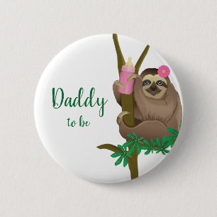 Niedlicher Sloth White Blush Pink Vater zum Kinder Button
