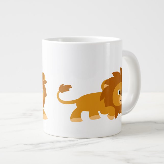 Niedlicher Smart Cartoon Lion Jumbo Tasse (Vorderseite Rechts)