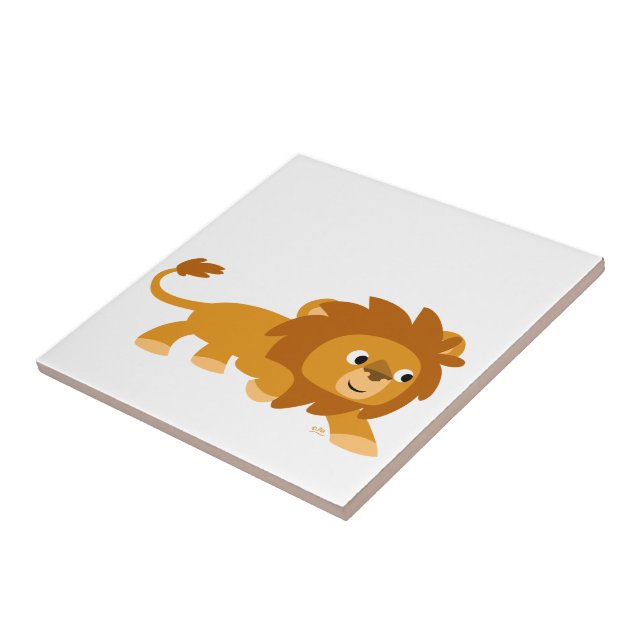 Niedlicher Smart Cartoon Lion Tile Fliese (Seite)