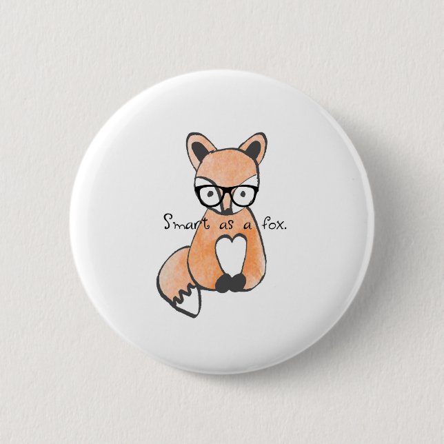 Niedlicher Smart Fox Button (Vorderseite)