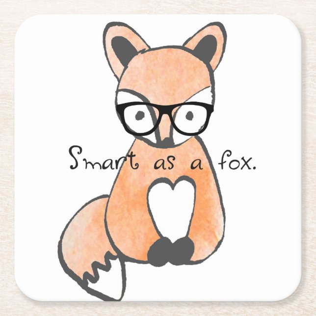 Niedlicher Smart Fox Rechteckiger Pappuntersetzer (Vorderseite)
