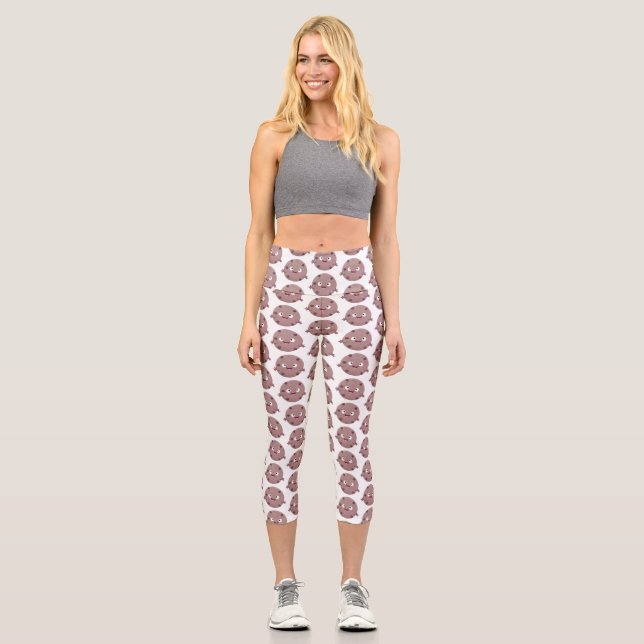 Niedlicher Smart-Schokolade-Chip-Cartoon Capri Leggings (Vorderseite)