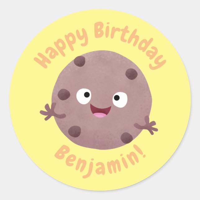 Niedlicher Smart-Schokolade-Chip-Cartoon Runder Aufkleber (Vorderseite)