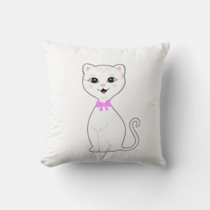 Niedlicher Smart White Cat Cartoon Kissen