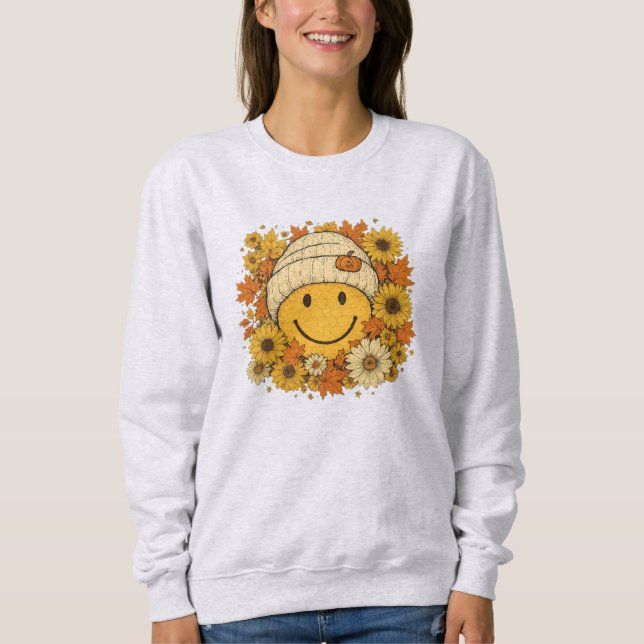Niedlicher Smiley in der gemütlichen Beanie umgebe Sweatshirt (Vorderseite)