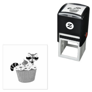 Niedlicher Sneaky Raccoon & Chocolate Chip Cupcake Permastempel
