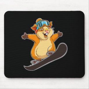 Niedlicher Snowboardhamster mit Brille Mousepad